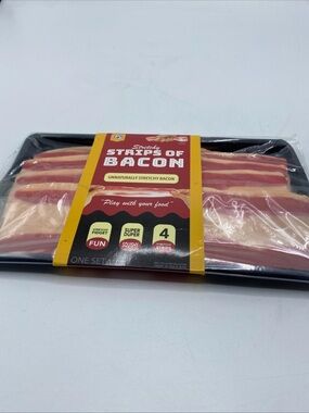 Toy Hub Stretchy Strips of Bacon Fidget Fun “Play With Your Food”  (4) Strips